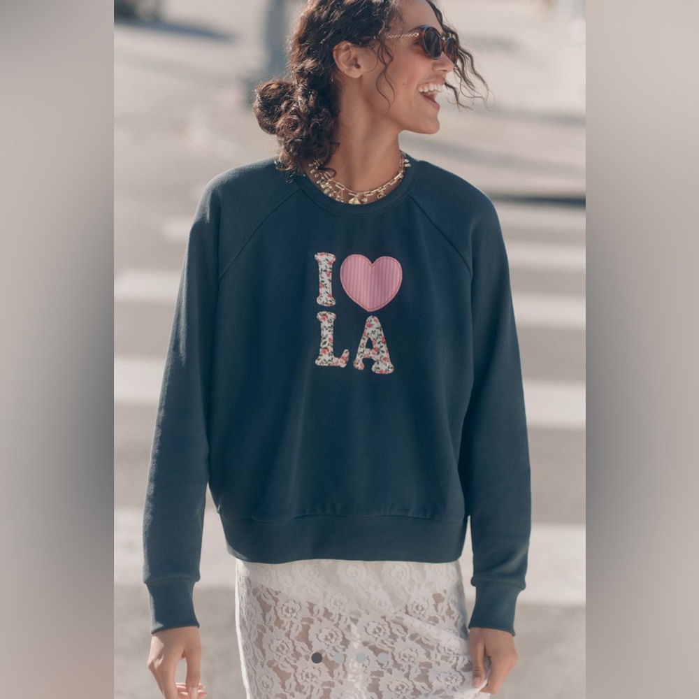 Anthropologie Letluv “I ❤️ LA” Patchwork Sweatshirt — NWOT